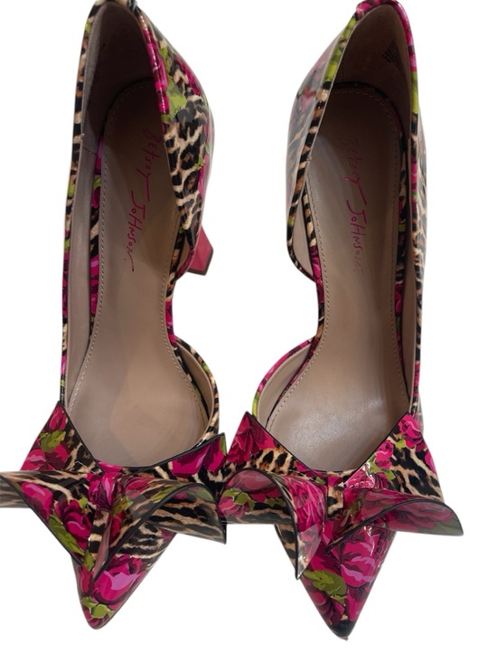Betsey Johnson Shoes - Betsy Johnson Noble Bow Pump Pink Leopard patent Leather Sculpted Bow size 10M